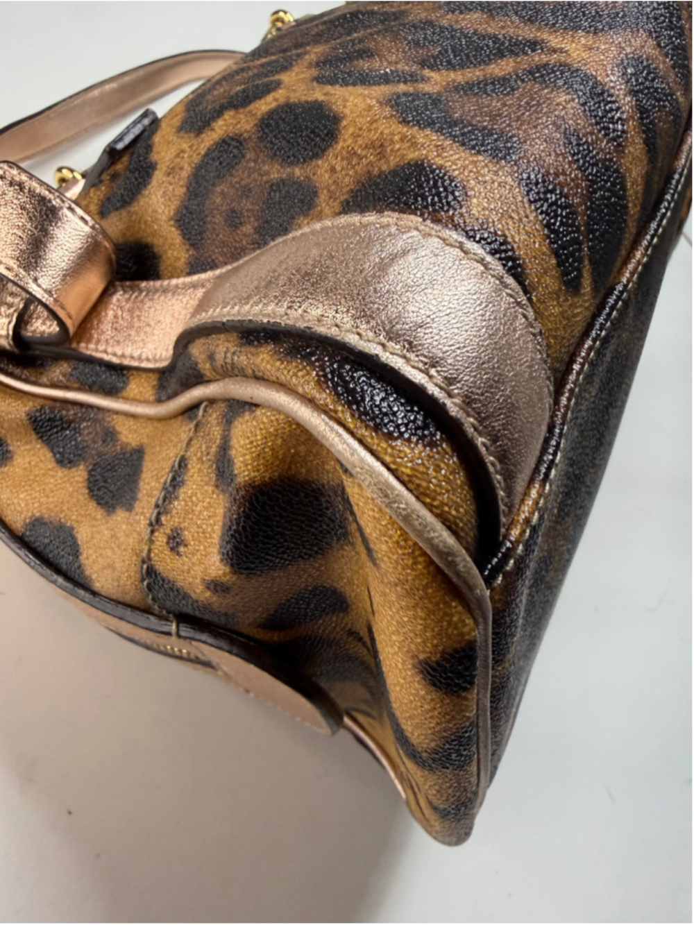 Women's Dolce & Gabbana Leopard Print Satchel Bag, One Size, Brown and Gold - Picture 11 of 16